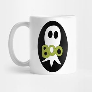 Cute Halloween ghost cartoon with BOO text Mug